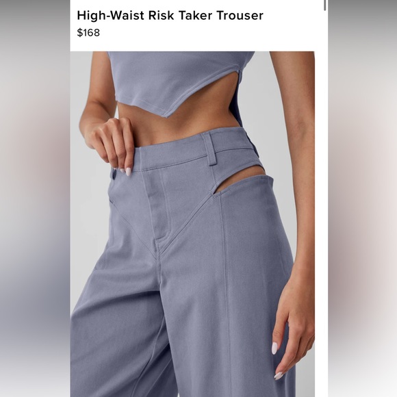 NWT Alo High-Waist Risk Taker Trouser (Color: Fog) - Picture 6 of 6